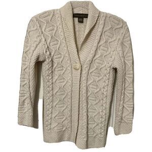 Inis Crafts Sweater Grandpacore Merino Wool Ireland Cardigan Sz S Fisherman‎